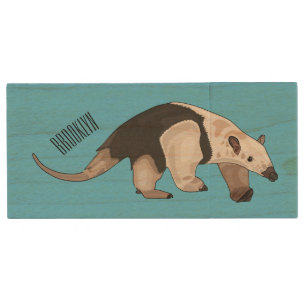 Tamandua cartoon illustration wood flash drive