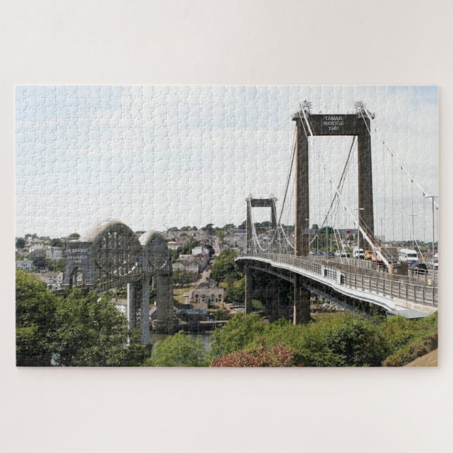 Tamar Bridges, Saltash & Plymouth, England   Jigsaw Puzzle (Horizontal)