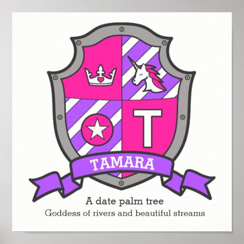 Tamara name meaning heraldry crest unicorn poster