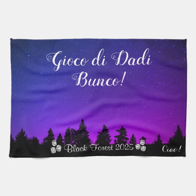 Tamara Purple Background Bunco Kitchen Towels (Horizontal)
