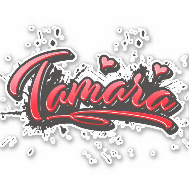Tamara red Heart Graffiti sticker (Front)