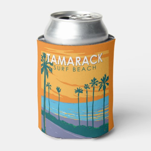 Tamarack Surf Beach California Travel Art Vintage Can Cooler