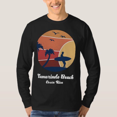 Tamarindo Beach Costa Rica Surfing Vintage Sunset T_Shirt