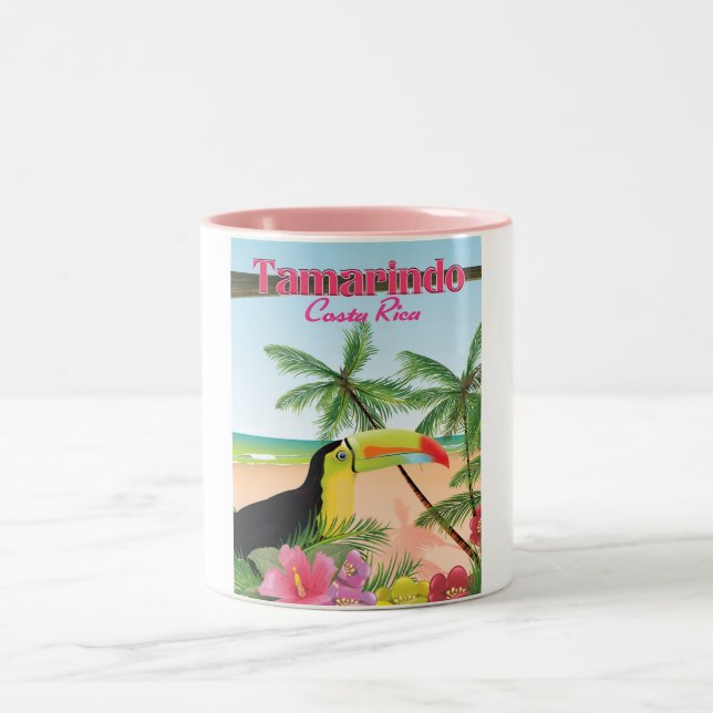 Tamarindo Costa Rica beach holiday poster Two-Tone Coffee Mug (Center)