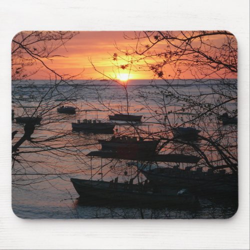Tamarindo Sunset Mouse Pad With Boats Anchored