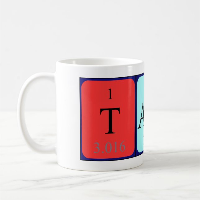 Tamás periodic table name mug (Left)