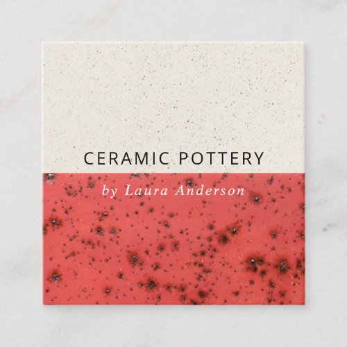 TAMATO RED CERAMIC POTTERY GLAZED SPECKLED TEXTURE SQUARE BUSINESS CARD