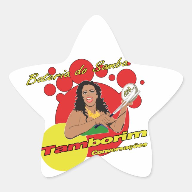 Tamborim Batucada de Samba Star Sticker (Front)