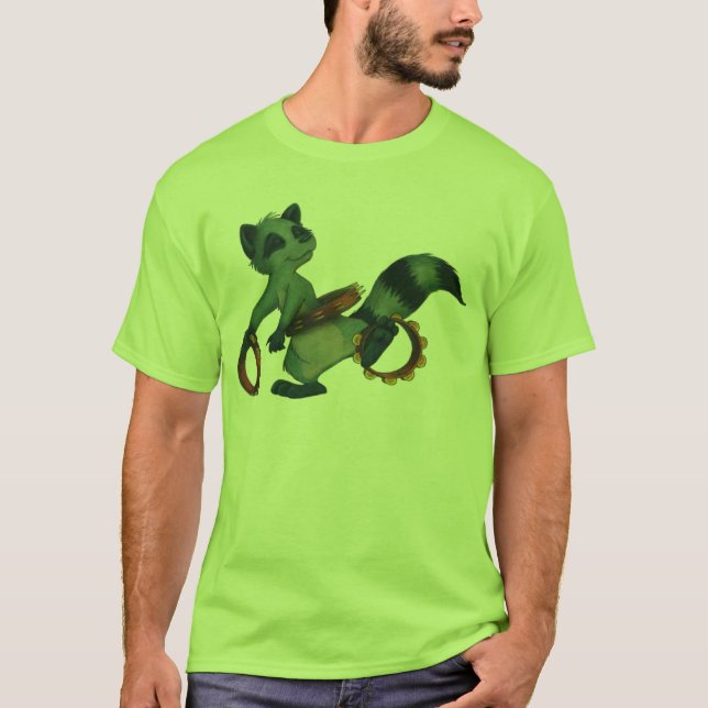 "Tambourine Hula Racoon" by Suzi German T-Shirt (Front)