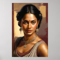 Tamil Indian Woman Portrait Oil Painting