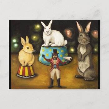 Taming Of The Giant Bunnies Postcard by paintingmaniac at Zazzle