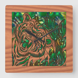 Taming the Tiger Square Wall Clock