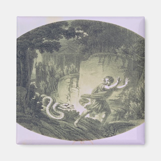 Tamino pursued by a giant serpent magnet (Front)