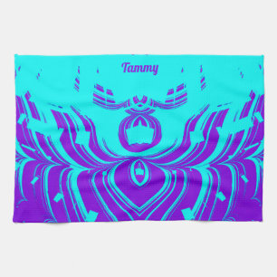 TAMMY ~ FLUORO SHADES ~ 3D ~ Purple Aqua ~ Kitchen Towel