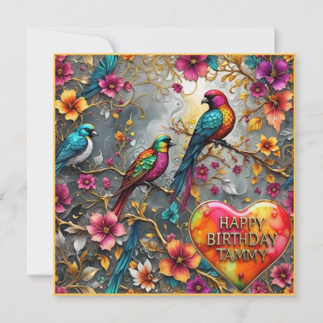 TAMMY ~ Happy Birthday ~ Bright Birds ~ (Front)