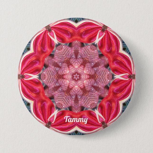 TAMMY ~ White Pink Green BLING ~  Button (Front)