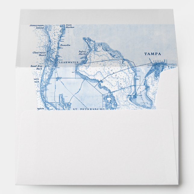 Tampa Bay Destination Wedding Map White Envelope (Back (Bottom))