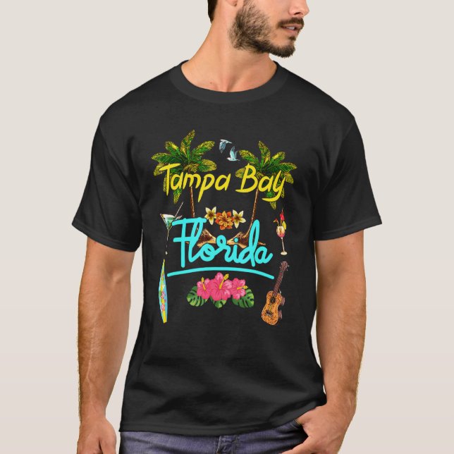 Tampa Bay Florida Beach Summer Palm Surf Sun Set P T-Shirt (Front)