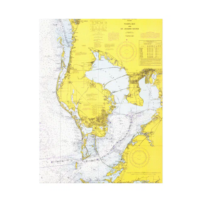 Tampa Bay, Florida nautical chart Canvas Print Zazzle
