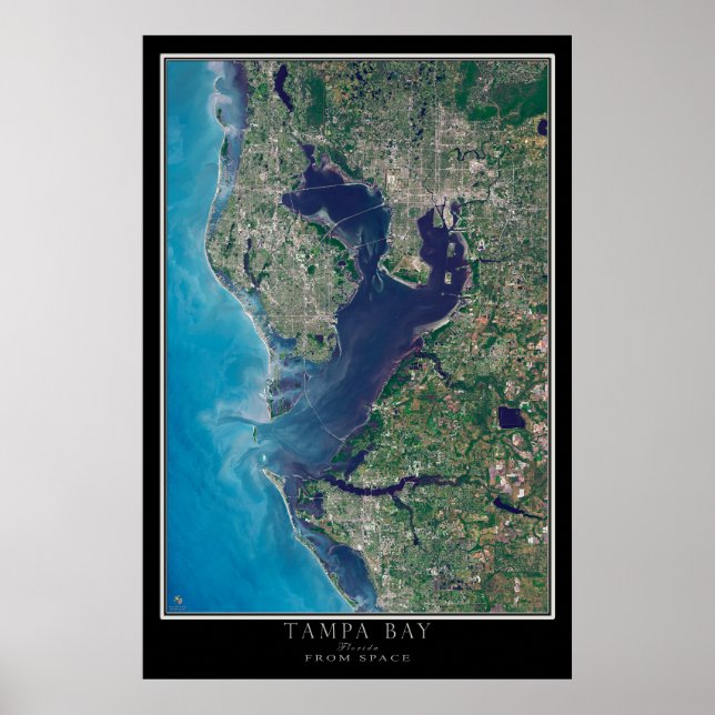 Tampa Bay Florida Satellite Poster Map (Front)