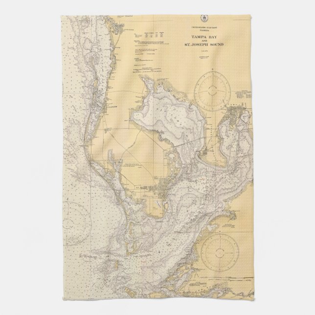 Tampa Bay Florida vintage map Kitchen Towel (Vertical)
