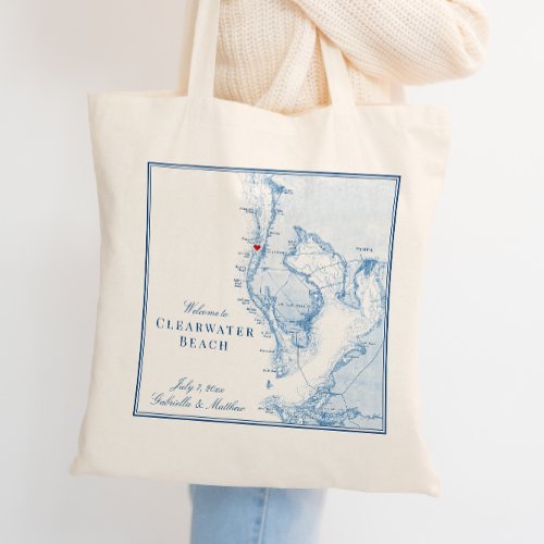 Tampa Bay Map Elegant Wedding Welcome Tote Bag