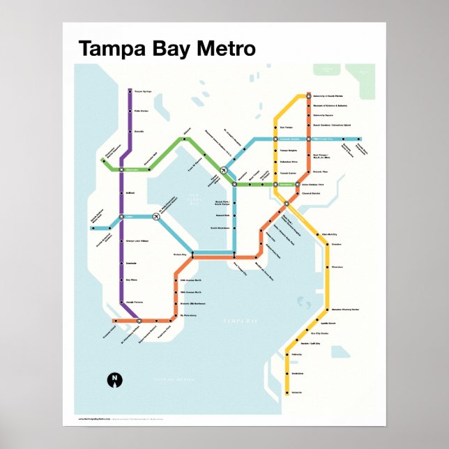 Tampa Bay Metro - Fantasy Subway Map, Tampa, FL. Poster (Front)