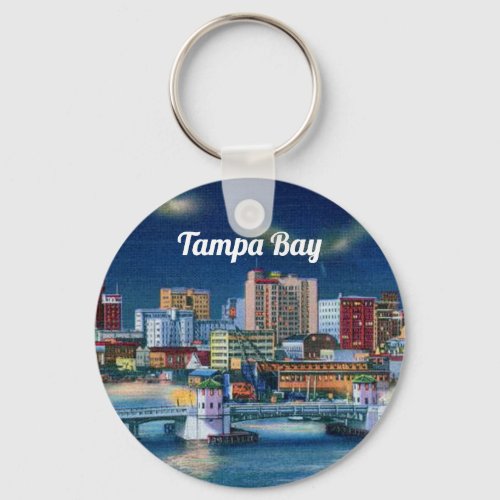 Tampa Bay vintage city scene  Keychain