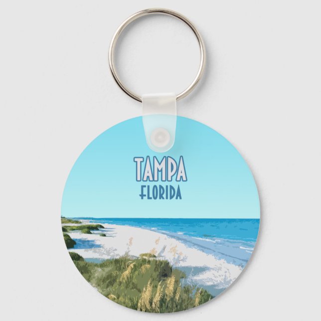 Tampa Beach Florida Vintage Keychain (Front)