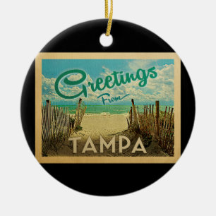 Tampa Beach Vintage Travel Ceramic Ornament