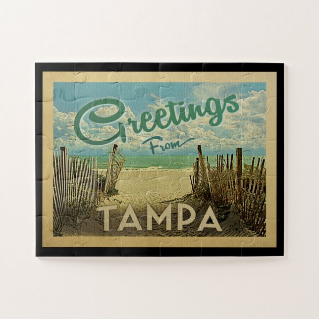 Tampa Beach Vintage Travel Jigsaw Puzzle (Horizontal)