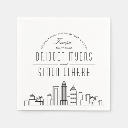 Tampa Deco Skyline  Wedding Event Napkins