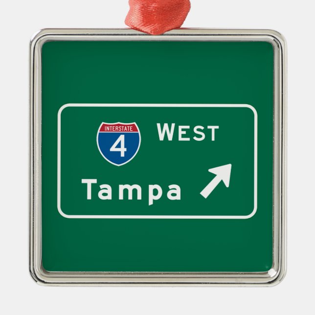 Tampa, FL Road Sign Metal Ornament (Front)