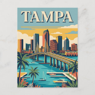 Tampa Florida Bayfront Retro Vintage Travel Poster Postcard