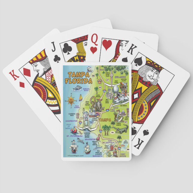 Tampa Florida Cartoon Map Poker Cards (Back)