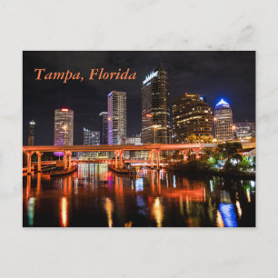 Tampa, Florida, City Lights Skyline by Night Postcard