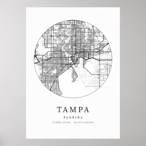 Tampa Florida City Map Poster