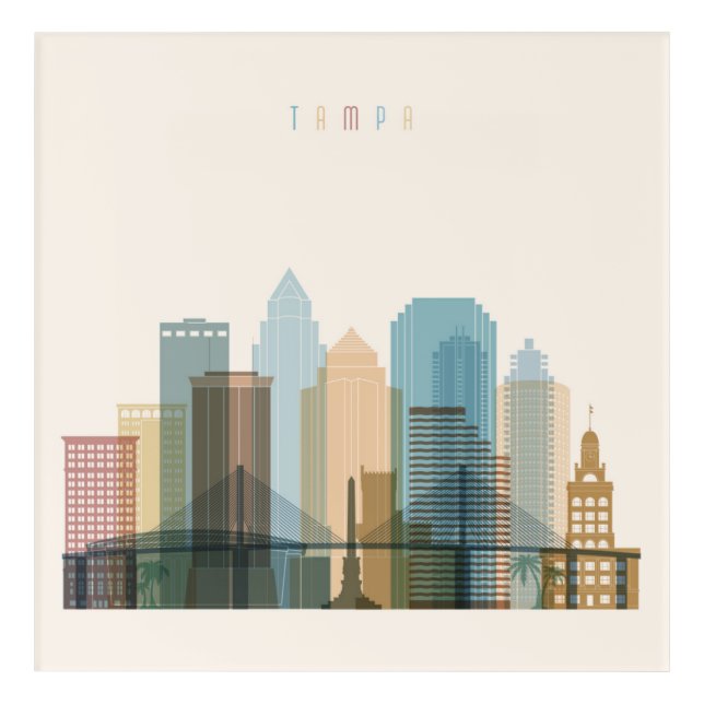 Tampa, Florida | City Skyline Acrylic Print (Front)