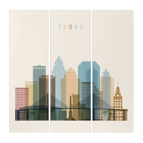 Tampa Florida  City Skyline Triptych