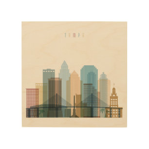 Tampa, Florida City Skyline Wood Wall Art
