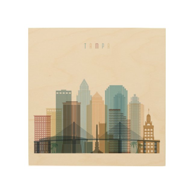 Tampa, Florida | City Skyline Wood Wall Art (Front)