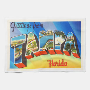 Tampa Florida FL Old Vintage Travel Souvenir Kitchen Towel