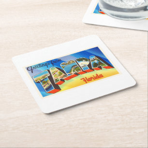 Tampa Florida FL Old Vintage Travel Souvenir Square Paper Coaster