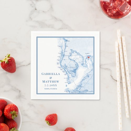 Tampa Florida Map Elegant Wedding Napkins