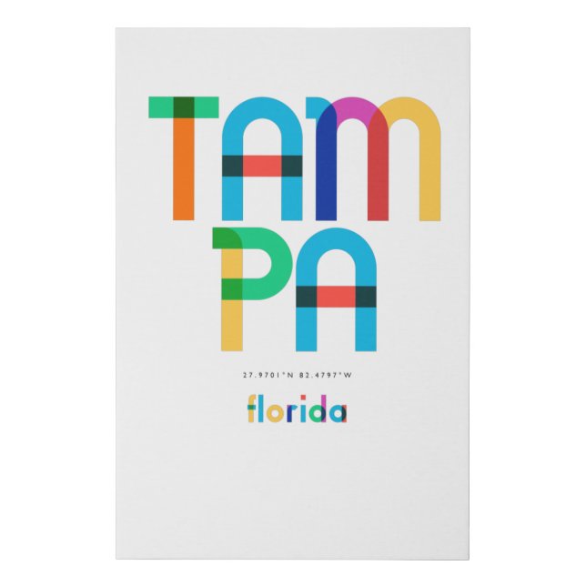 Tampa Florida Mid Century, Pop Art, Faux Canvas Print (Front)