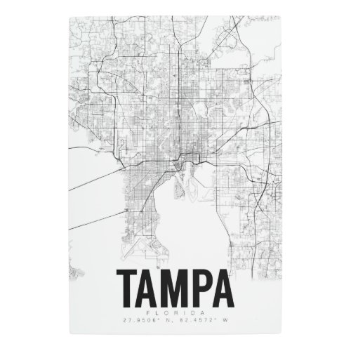 Tampa Florida Minimalist Map Metal Art