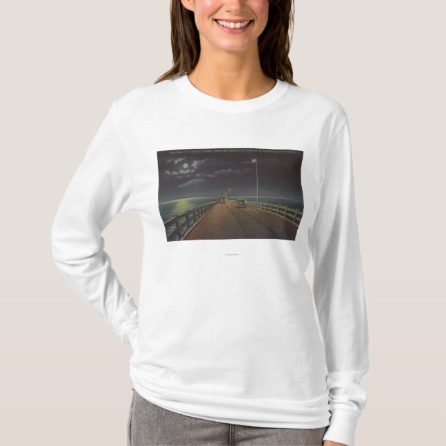 Tampa, Florida - Moonlit View of Gandy Bridge T-Shirt (Front)