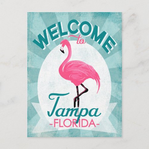 Tampa Florida Pink Flamingo _ Vintage Retro Travel Postcard