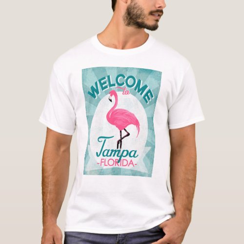 Tampa Florida Pink Flamingo _ Vintage Retro Travel T_Shirt