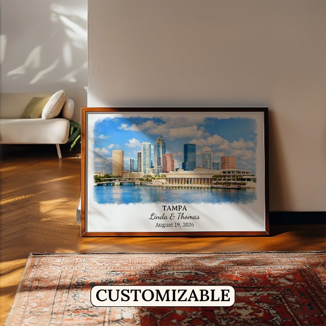 Tampa Florida Poster, Watercolor, Custom Poster (Creator Uploaded)
